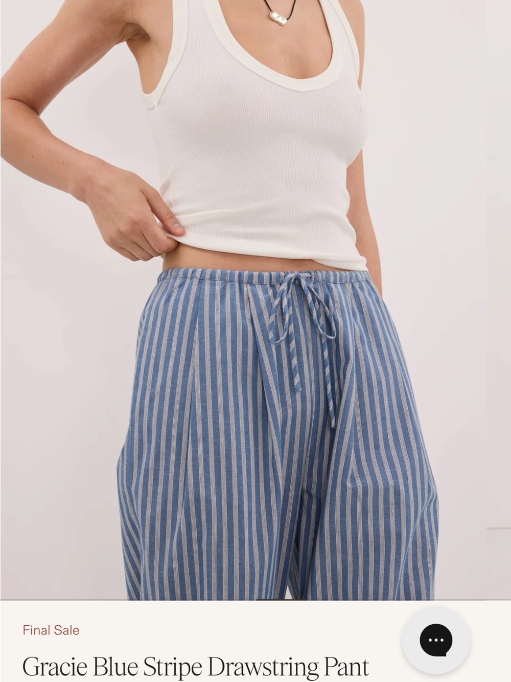 Gracie Blue Stripe Drawstring Pants - Picture 6 of 6
